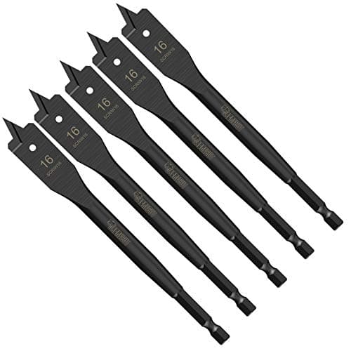 Image of 5 x SabreCut SCRIW16_5 16mm x 152mm Impact Rated Flat Wood Spade Bits for Softwood Hardwood Chipboard