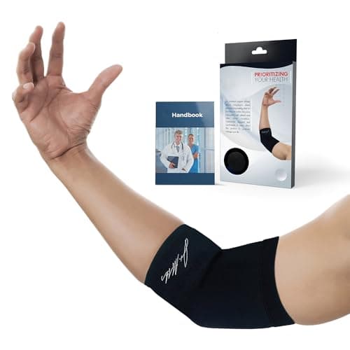 Image of Dr.Arthritis Doctor Developed Ladies Pink Elbow Compression Sleeve & Doctor Handbook - Relief From Tennis Withgolfers Elbow (Black, Medium)