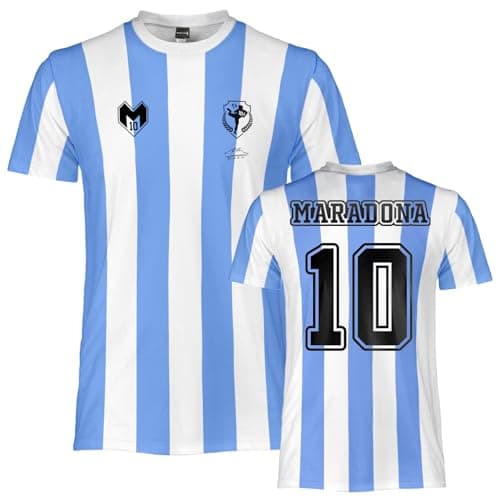 Image of Diego Armando Maradona Official Replica Football Jersey Argentina for Boys and Adults, Baby Blue and White, 10 Years