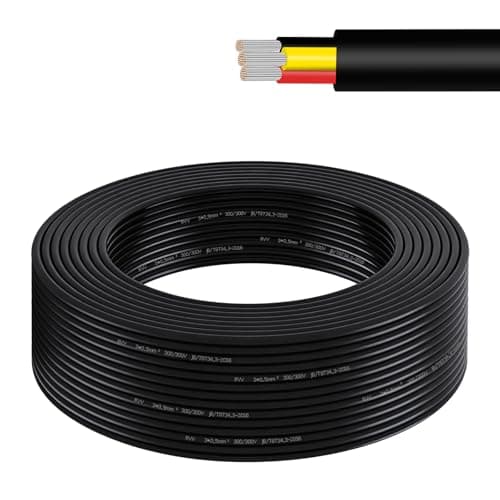 Image of AOHEWEI 5 Meters 20AWG 3 Core Wire, 3x0.5mm² Flexible Stranded Tinned Copper Cable, 5V/12V/24V/300V Low Voltage Electrical Wire for LED Strip Lighting, Automotive, Outdoor & DIY Projects