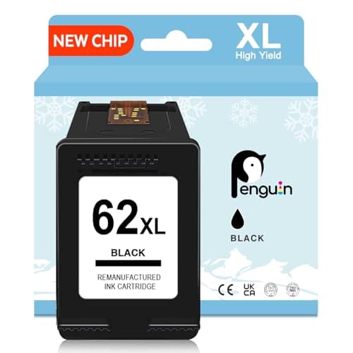 Image of Penguin 62 XL Black Ink Cartridge for HP 62 XL for ENVY 5544 5540 7640 5545 5640 5644 5646 5548 Officejet 5740 5742 5744 200c 250c High Yield 62 Printer Ink Replacement
