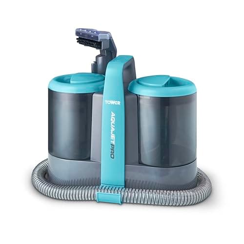 Image of Tower T548007 AquajetPro Spot Cleaner with Window Cleaning Attachment & Extension Pole, 1.5L Clean Water Tank, 0.8L Dirty Water Tank, 450W, Blue