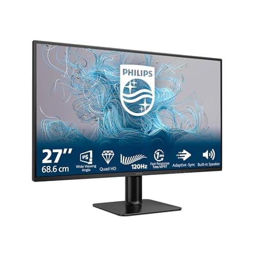 Image of Philips 27E2N2500 27 Inch QHD Monitor, 120Hz, IPS, 1ms MPRT Adaptive Sync HDR10 (2560x1440,HDMI 1x 2.0,DP 1x 1.4) Black/red