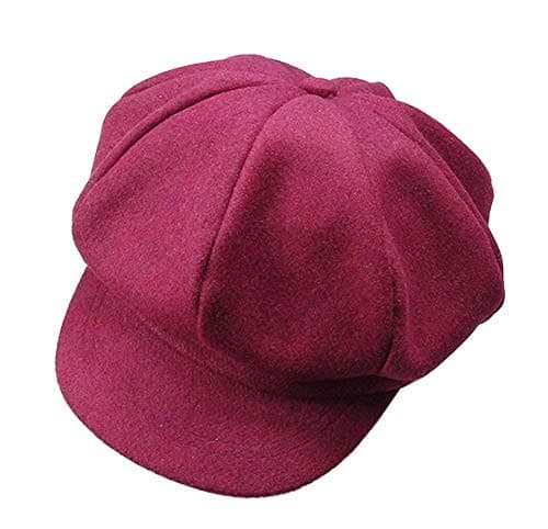 Image of JIHUOO Toddlers Flat Caps Newsboy Hat Beanies Cap Hats Berets Peaked Hat Cap for Boys Girls Deep Red
