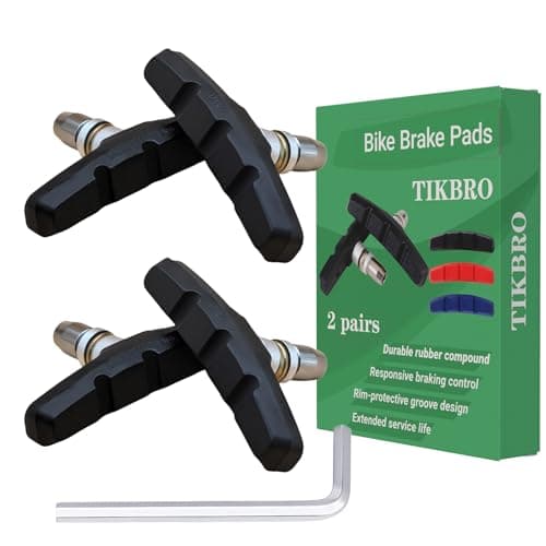 Image of TIKBRO Bike Brake Pads 2 Pairs with Hex Nuts V Brake Pads for bicycle No Noise Long 70mm Brake Blocks for Mountain Bikes