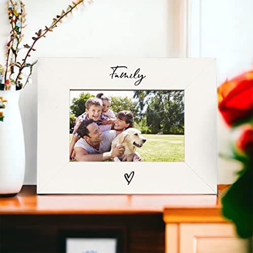 Image of White 6x4 Landscape Picture Photo Frame Family Heart