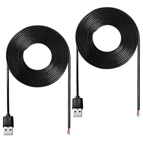 Image of KUOQIY 2 PCS 2m USB-A Male 2 Pin Bare Wire, 22AWG USB 2.0 Male Plug 2pin Wire DIY Pigtail Cable 5V 3A, for Equipment Installed or DIY Replace Repair