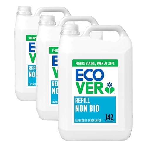 Image of Ecover Concentrated Non-Bio, Laundry Detergent Refill, Laundry Washing Liquid, Lavender and Sandalwood, 142 Washes, 5L (Pack of 3)