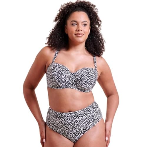 Image of Curvy Kate Bandeau Bikini Top Wild Horizon Multiway Womens Ladies Swimwear Black Print Size D-K