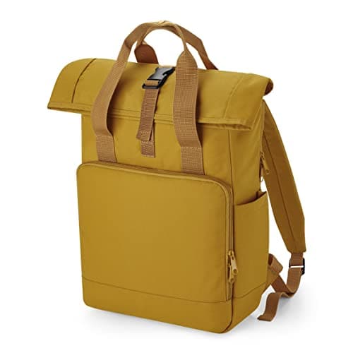 Image of BagBase BG118L Recycled Twin Handle Roll-Top Laptop Backpack - Mustard