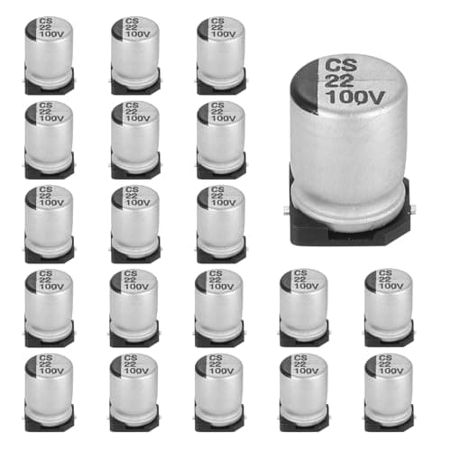 Image of sourcing map 22uF 100V Aluminum Electrolytic Capacitors, Low Impedance Surface Mount Device Electrolytic Capacitor for TV Computer Circuit Board DIY Electronic Projects, 8x10.5mm, 20pcs