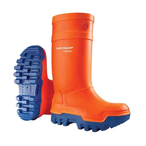 Image of DUNLOP Purofort Thermo+ - Unisex Full Safety Waterproof Work Boots, Orange/Blue, Antistatic and Slip-Resistant Wellies with Steel Toecap for Outdoor, Farm and Industrial Work - EU43, UK9