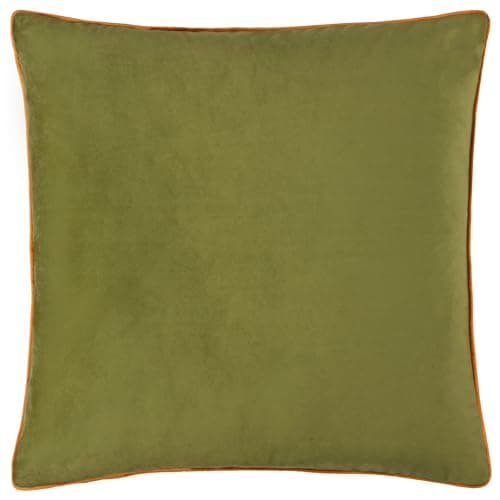 Image of furn. Meridian Cushion Cover – Luxury Contrast Piped Velvet Decorative Case (Olive/Ginger - 45x45cm)