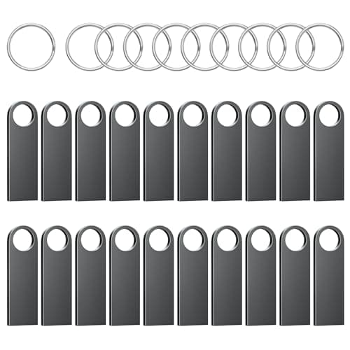 Image of ABLAZE 4GB USB Stick 20 Pack Metal Memory Stick 4GB High Speed USB 2.0 Flash Drive Waterproof Pen Drive with Keyrings for PC, Car, TV, Laptop(Black)