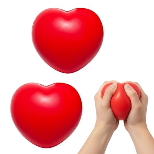 Image of 2Pcs Heart Shaped Stress Balls, Soft Squeeze Stress Ball for Relaxation, Effective Hand Exerciser and Hand Exercise Ball for Muscle Recovery
