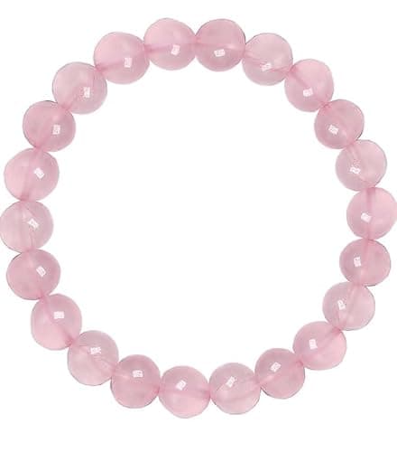Image of Gemstone Bracelet for Unisex - Stretch Beaded Bracelet - Healing Stone Jewelry - Lucky Charm Bracelet - Yoga Meditation Bracelet - precious stone bracelet Gift - 8mm (Rose Quartz)