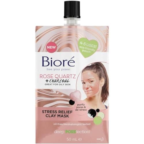 Image of Biore Rose Quartz and Charcoal Stress Relief Clay Mask, 50 ml