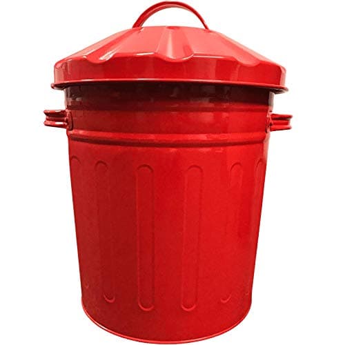 Image of Easy Shopping Small 15 Litre 15L Round Shape Several Colour Metal Bin Recycle Rubbish Waste Dustbin Bin with Lid (Red)
