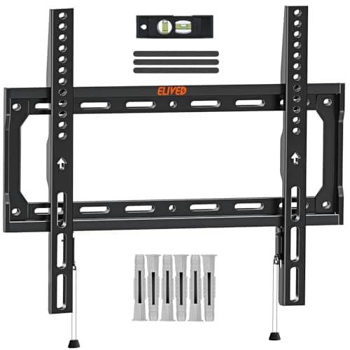 Image of ELIVED Fixed TV Wall Bracket for Most 26-60 Inch LED, LCD, OLED Flat or Curved TVs, Ultra Slim Wall Mount with VESA 75x75mm-400x400mm up to 45KG, Low Profile TV Bracket Flat to Wall Design EV3035