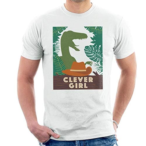 Image of All+Every Jurassic Park Velociraptor Silhouette Clever Girl Men's T-Shirt White