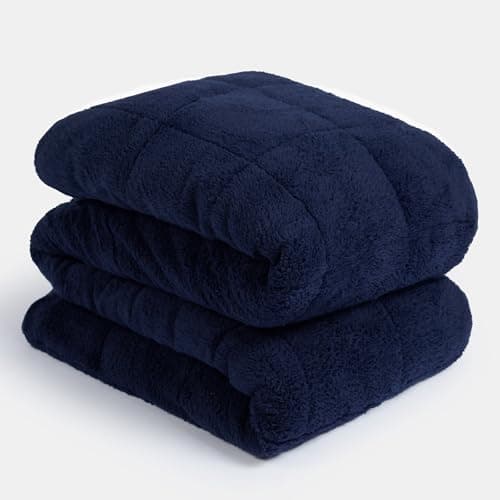 Image of OHS Weighted Blanket Adult 3kg Teddy Fleece, Reversible Super Soft Fleece Blanket Autism Insomnia Stress Anxiety Relief for Adults, Blue - 150 x 100cm (Disclaimer:Only suitable for age 3+years)