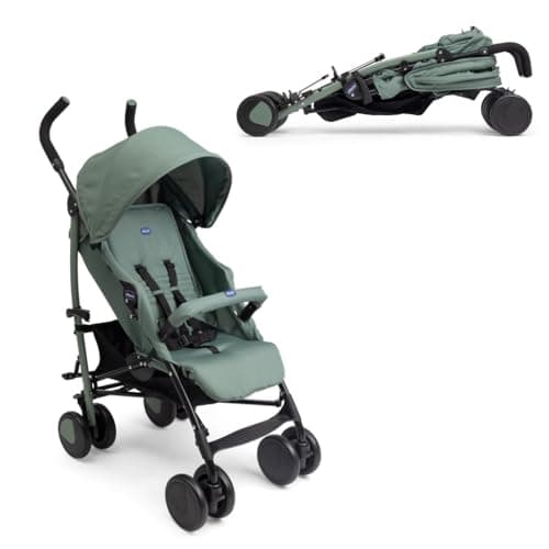Image of Chicco Echo Light Pushchair Buggy from 0 Months to 22 kg, Adjustable Backrest, Spacious Seat, Bumper Cuff, Foldable Umbrella, Twin Brakes and Swivel Front Wheels