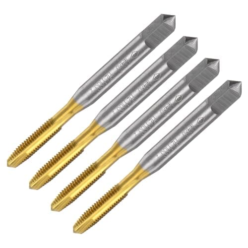 Image of sourcing map 4pcs Spiral Point Plug Taps, M4 x 0.7 Metric Thread Screw Tap, Titanium Coated High Speed Steel 6542, Machine Tapping Threading Repair Tool