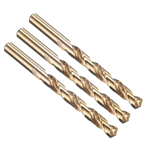 Image of PATIKIL 11.1mm Drill Bit 7/16", M35 Cobalt 5% High-Speed Steel Jobber Straight Shank 135° Gold Finish for Stainless Steel Hard Metal - 3 Pack