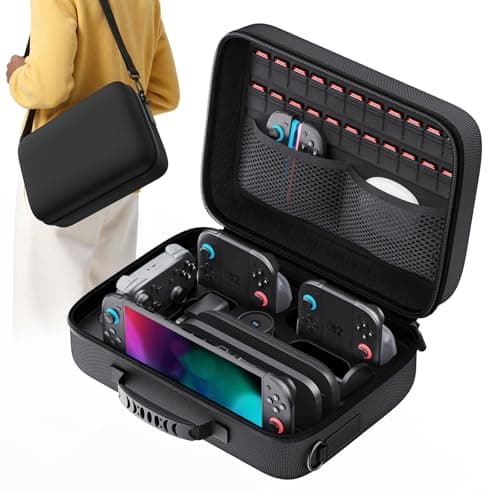 Image of Lmcpa Carrying Storage All in One Case for Nintendo Switch 2,Portable Hard Shell Protection Travel Case with 22 Game Card Slots, Large Space Dustproof Carrying Bag for Switch 2 Accessories,Black