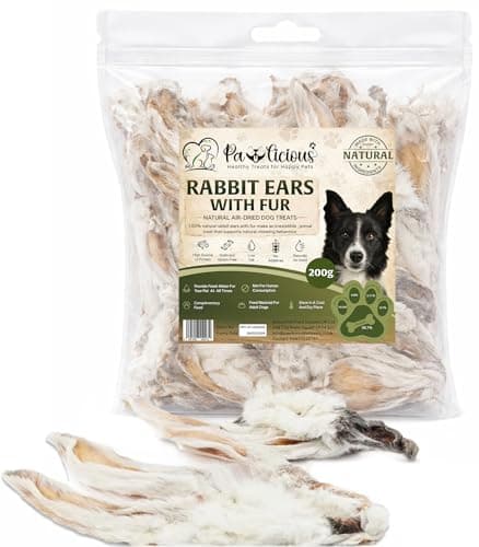Image of PAWLICIOUS Rabbit Ears with Fur for Dogs 200g, 100% Natural Air-Dried Treat Chew for Dog, Puppy & Senior Healthy & Hypoallergenic Dog Food Grain & Gluten Free Pet Treats