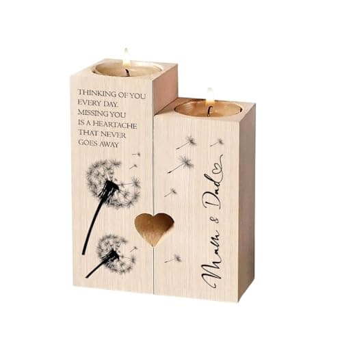 Image of Mum & Dad In Loving Memory Remembrance Double Tea Light Candle Holder Brown