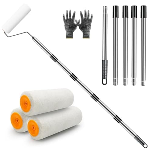 Image of Extendable Paint Roller Kit, 3 Pcs 9'' Paint Roller with Thickened Detachable Metal Handle, 6.6FT Telescopic Roller Extension Splicing Rod for Home Painting Walls and Ceiling