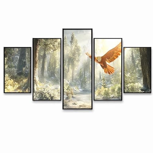 Image of 5 Pack Diamond Art Kits Adults, DIY Eagle Diamond Painting, Full Drill Coverage Rhinestone Paint by Numbers, Crystal Art Canvas Paintings Tree for Office Bedroom Home Decor (Three Sizes) PZSH-3904
