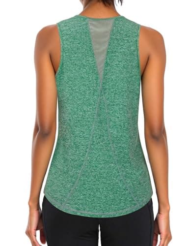 Image of Gyabnw Gym Tops for Women UK Sports Running Vest Ladies Yoga Activewear Summer Sleeveless Workout Green