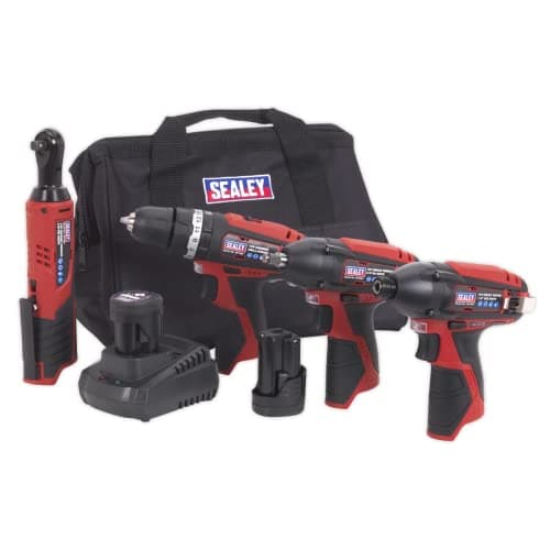 Image of Sealey CP1200COMBO 4 x 12V SV12 Series Cordless Power Tool Combo Kit