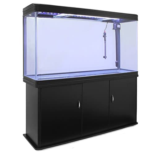 Image of Black Aquarium Fish Tank & Cabinet Set – Large Tropical Fish Tank with Stand, Built-In Filter, Air Pump, Detachable 300W Heater & LED Lighting, Modern Home Aquarium Bundle