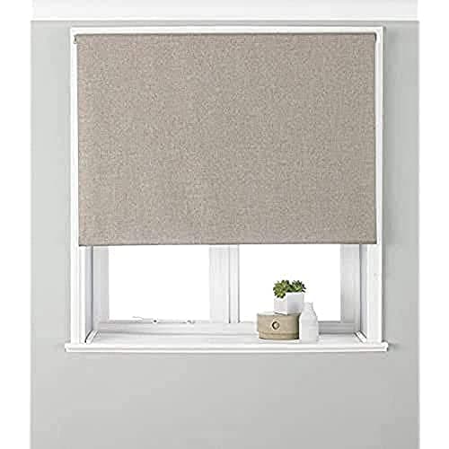 Image of Riva Home Eclipse Blackout Roller Blind, Polyester, Natural, 61 x 162cm