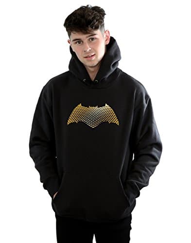 Image of DC Comics Men's Justice League Movie Batman Logo Textured Hoodie Medium Black