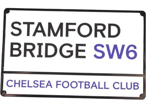 Image of Chelsea FC Stamford Bridge Street Sign Fridge Magnet, Official Licensed Product, Metal Enamel Design, SW6
