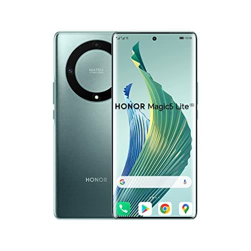 Image of HONOR Magic 5 Lite, Sim-Free & Unlocked Mobile Phones, 5G Smartphone, 6GB+128GB, 6,67” Curved AMOLED 120Hz Display, 64MP Triple Rear Camera, 5100 mAh Battery, Dual SIM, Android 12, Emerald Green