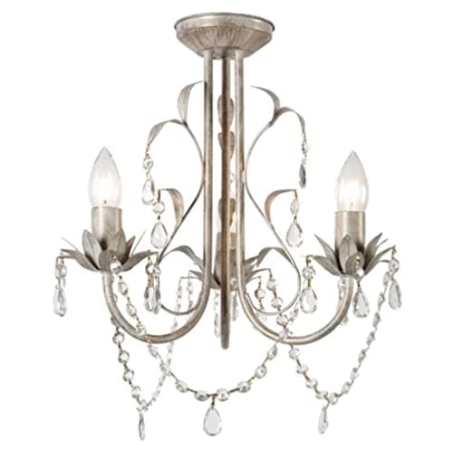Image of MiniSun | Traditional Style Gold/Cream 3 Way Chandelier Fitting with Clear Acrylic Jewel Beads | Home Décor, Bedside & Desk Lamp | Mains Wired