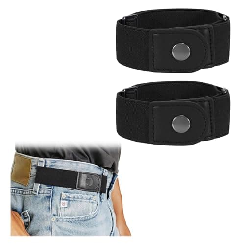 Image of WERFORU Men 2 Loop No Buckle Elastic Belt for Women Men side belts, Fit 1.5 Inch Belt Loop