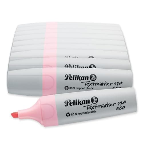 Image of Pelikan Highlighter 490 eco Pastel Pink, Pack of 10, Special Tip: 1, 2, 5mm, Made in Germany