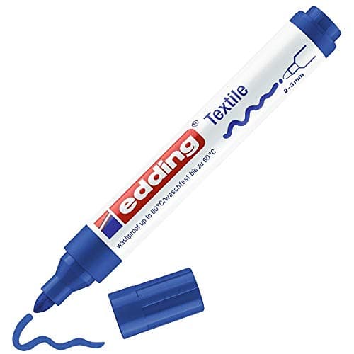 Image of edding 4500 textile marker - blue - 1 pen - round nib 2-3 mm - permanent fabric markers for drawing on textiles, wash-resistant up to 60 °C - marker pens for fabric lettering