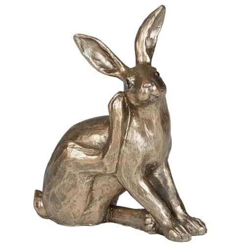 Image of Dibor Bronze Hare Ornament Figurine Traditional Gold Decorative Rabbit Ornaments - Windowsill, Mantelpiece, Hearth, Shelf & Table Statue Sculpture Home Decoration