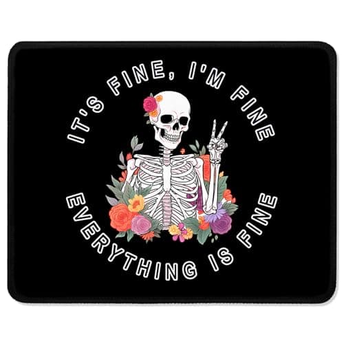 Image of ITNRSIIET Mouse Pad with Stitched Edges, Premium-Textured Mouse Mat Pad, Non-Slip Rubber Base Mousepad for Gaming Laptop Computer & PC 260×210×3mm,Flower Skull