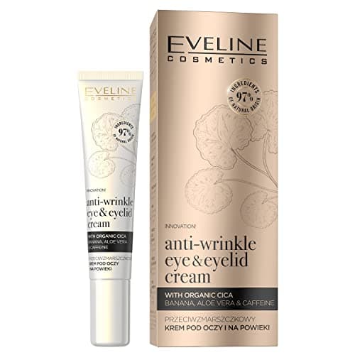 Image of Eveline Cosmetics Organic Gold Anti-Aging Eye & Eyelid Cream with Organic Centella Asiatica and Banana, 20ml - Reduce Dark Circles, Puffiness & Wrinkles