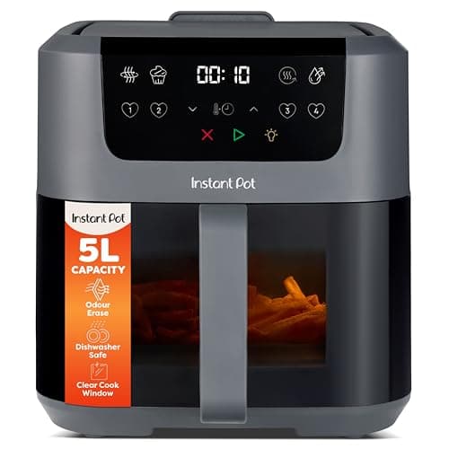 Image of Instant Pot - Vortex Compact Truffle Grey Air Fryer - 5L Basket, Family Size, 4 in 1 - Air Fry, Food Dehydrate, Bake, Reheat, Non-Stick, Easy Clean, Dishwasher Safe, Electric