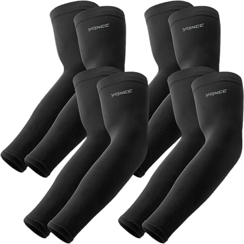 Image of YQXCC 4 Pairs Arm Sleeves | Cooling UV Sun Protection | Sports Compression | for Men Women | for Golf Basketball Football