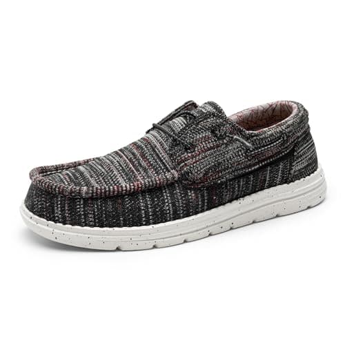 Image of Bruno Marc Men's Slip-on Canvas Loafers Casual Boat Shoes,Size 8,Black/Red,SBLS223M